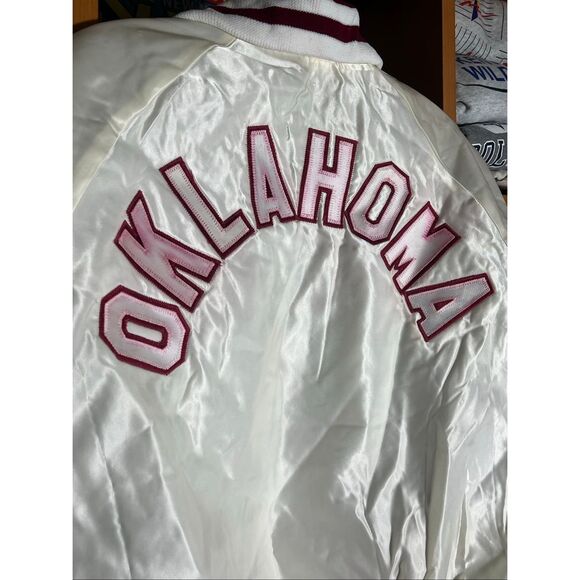 Vintage 80s Oklahoma Sooners University Satin Bomber Jacket - Picture 4 of 6